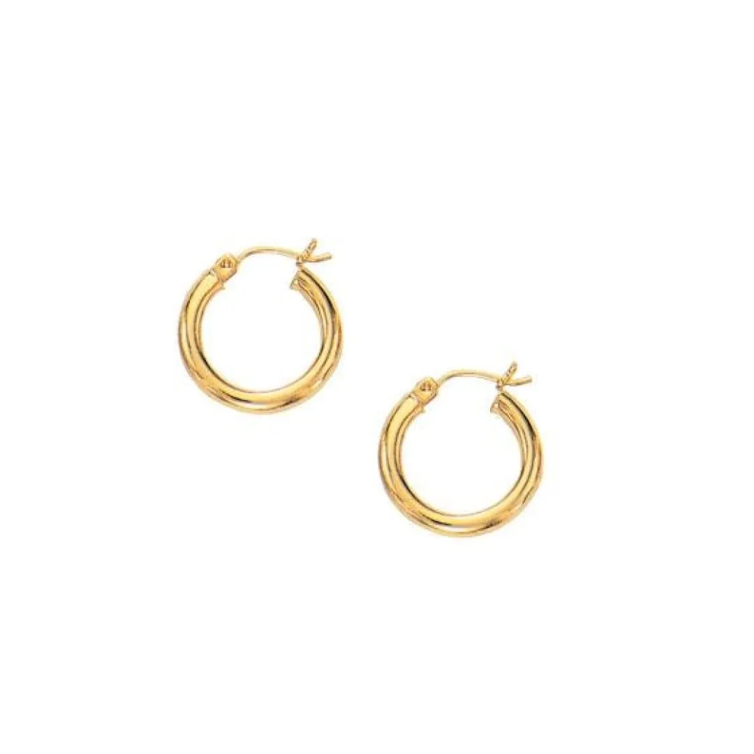 10k Yellow Gold Polished Hoop Earrings (15 mm)