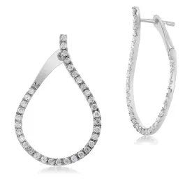 14ct White Gold 1 Carat Diamond Hoop Earrings