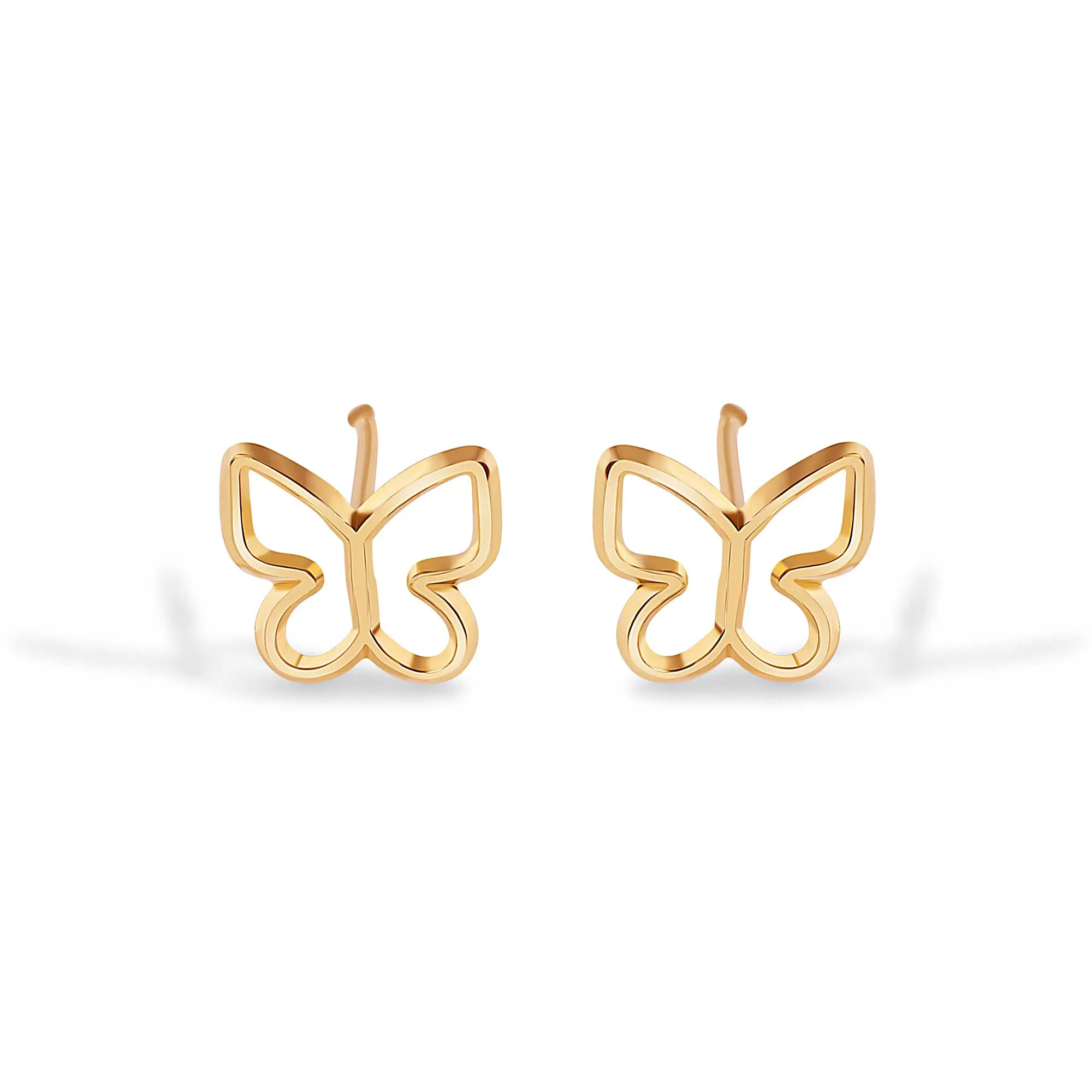 14E00298. - 14 Karat Silhouette Butterfly Screw Back Earrings