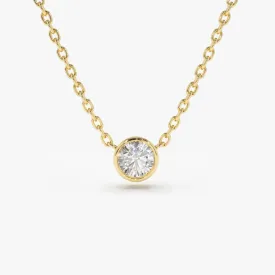 14K 0.20-0.50 ctw Bezel Set Diamond Solitaire Necklace