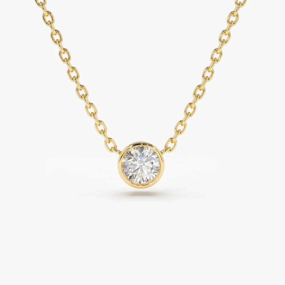 14K 0.20-0.50 ctw Bezel Set Diamond Solitaire Necklace