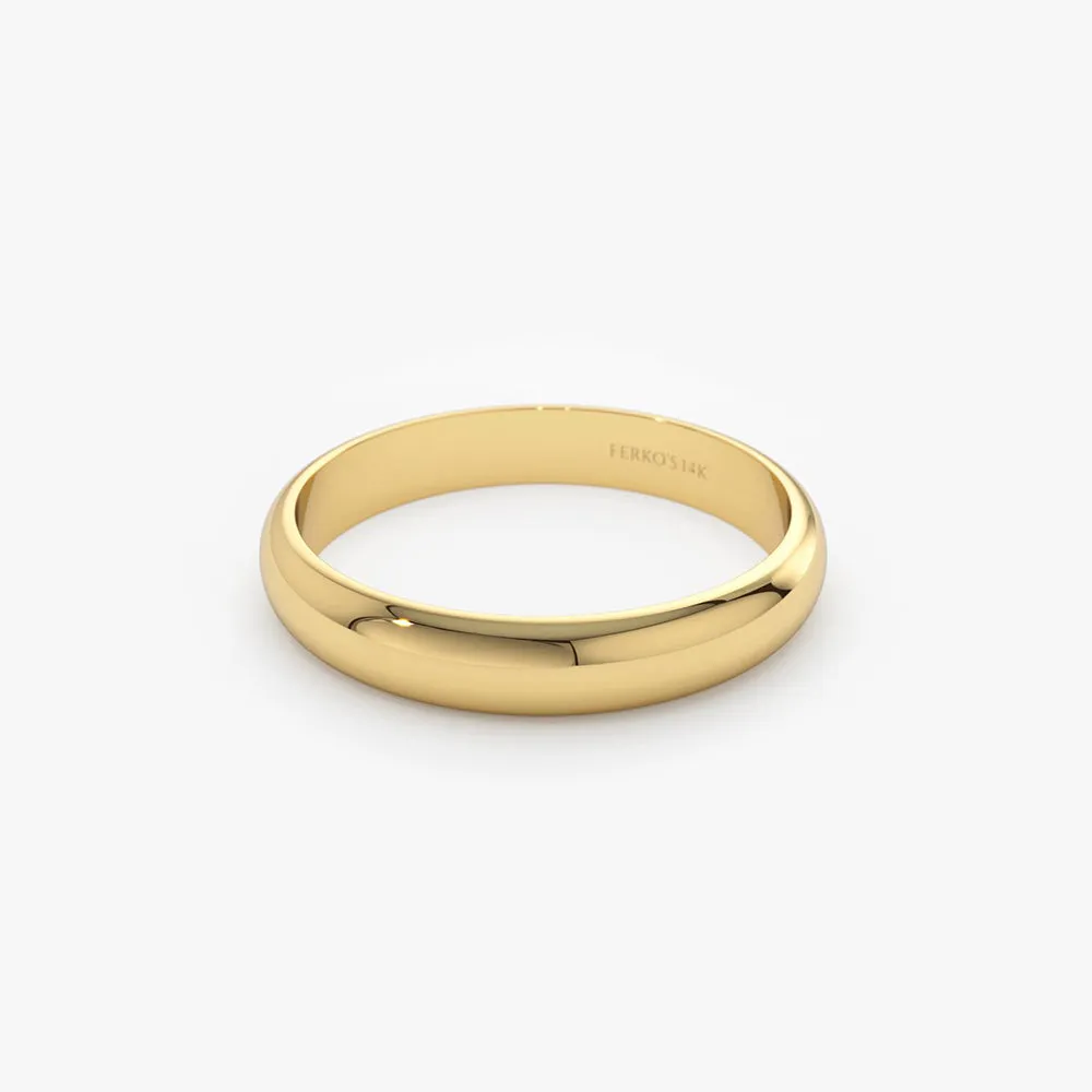 14k 3MM Classic Dome Unisex Wedding Ring