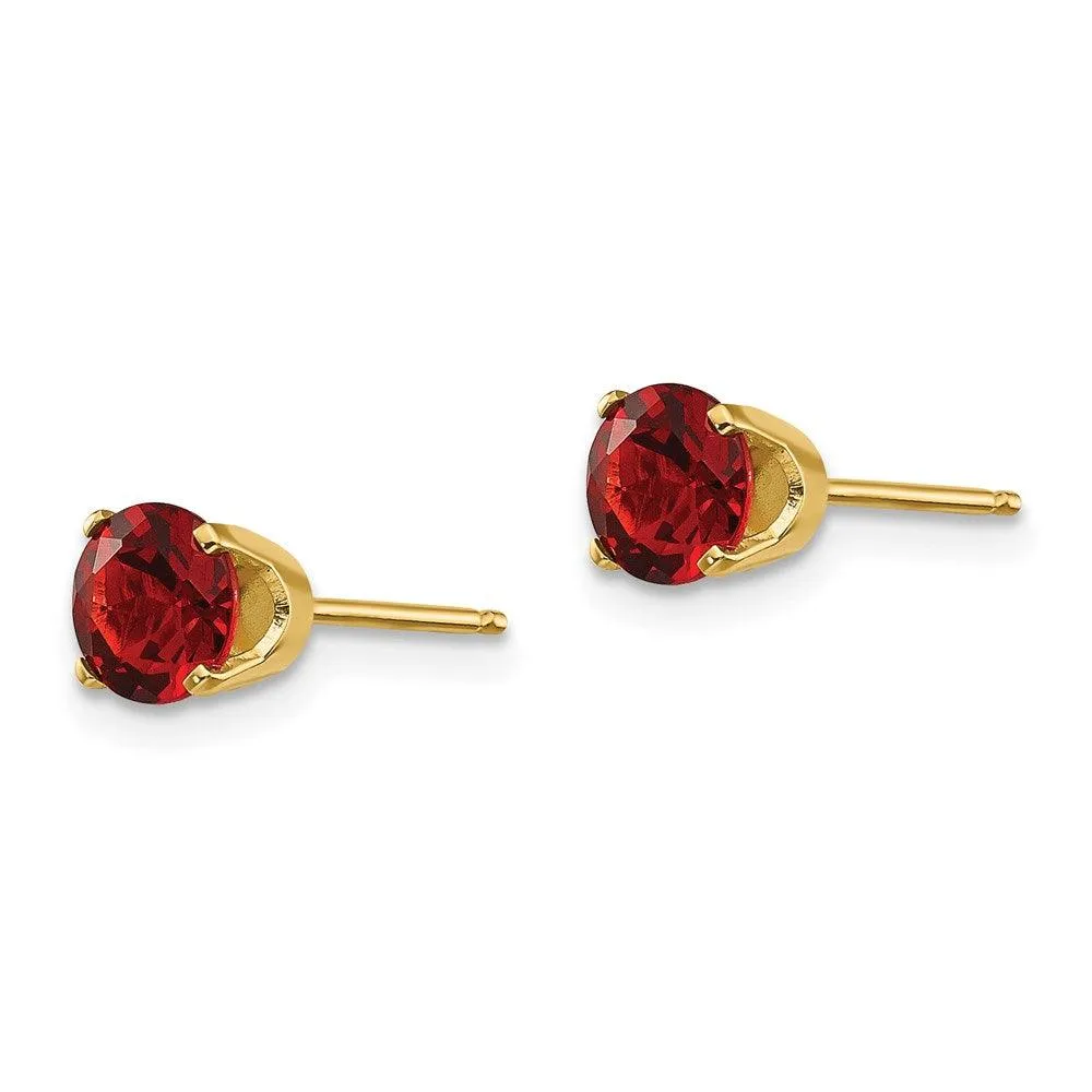 14k 5mm Garnet Earrings - January