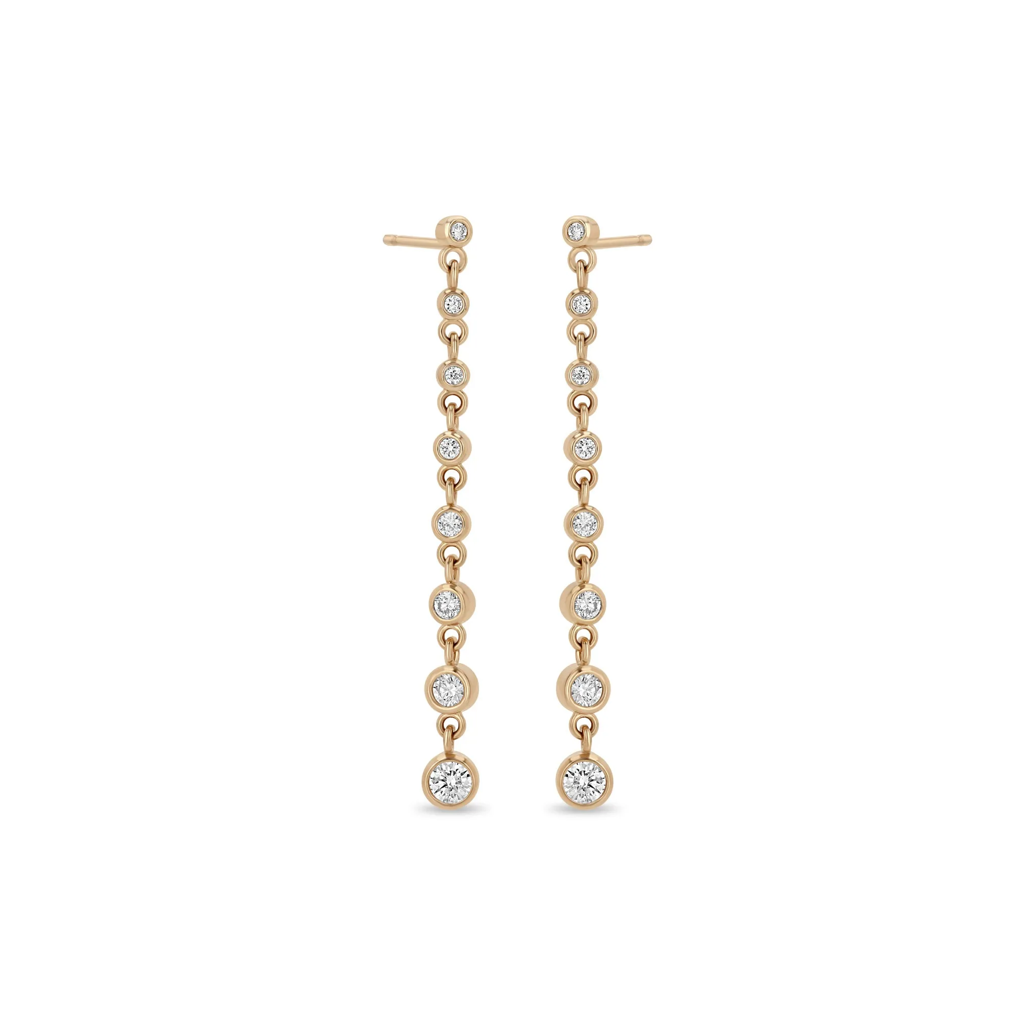 14k Diamond Bezel Eternity Drop Earrings