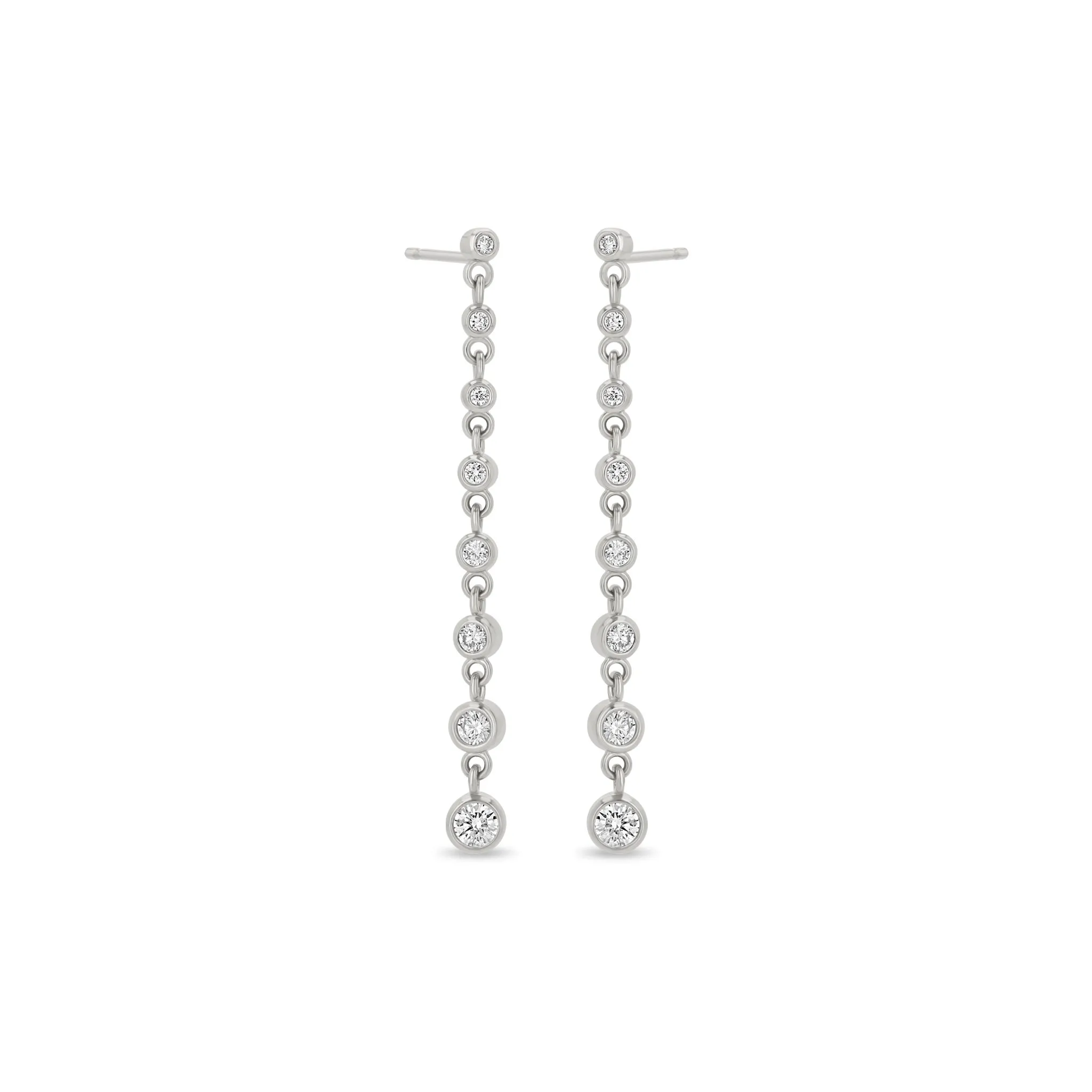 14k Diamond Bezel Eternity Drop Earrings