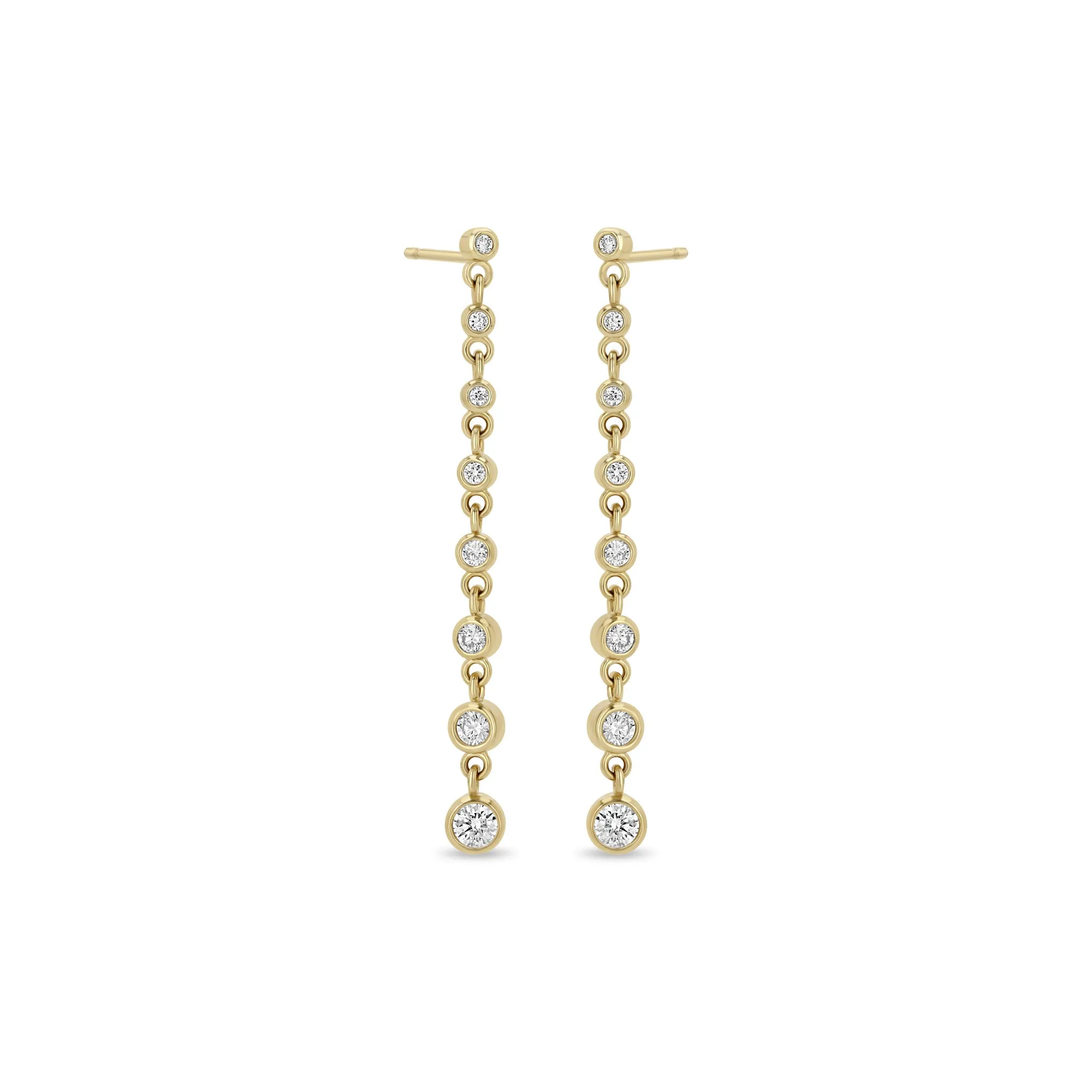 14k Diamond Bezel Eternity Drop Earrings