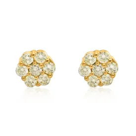 14k Gold Diamond Flower Set Earrings 3.21 Ctw