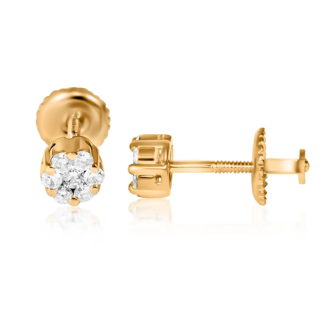 14k Gold Diamond Stud Earring 0.50 Ctw