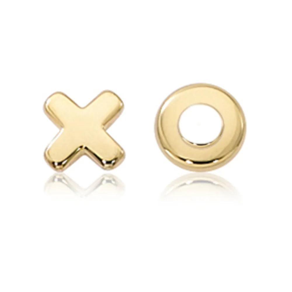 14k Gold Hug & Kiss Stud Earrings