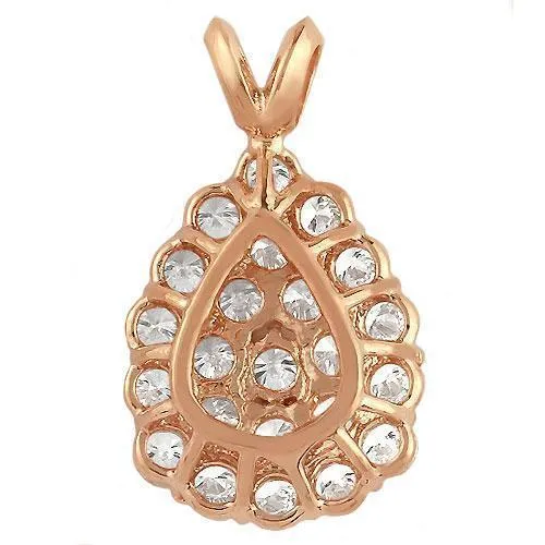 14K Rose Solid Gold Womens Tear Drop Diamond Pendant 1.97 Ctw