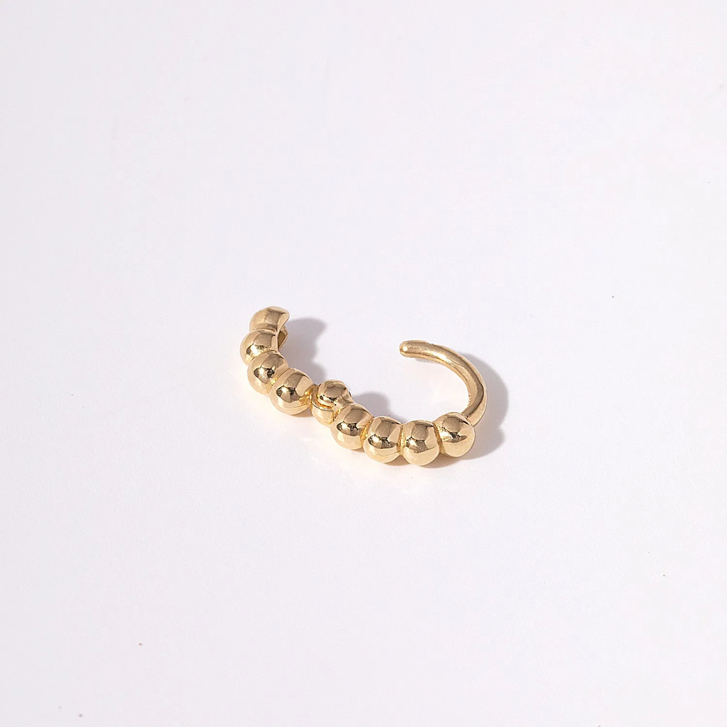 14K Solid Gold Bubble Tiny Hoop Earring