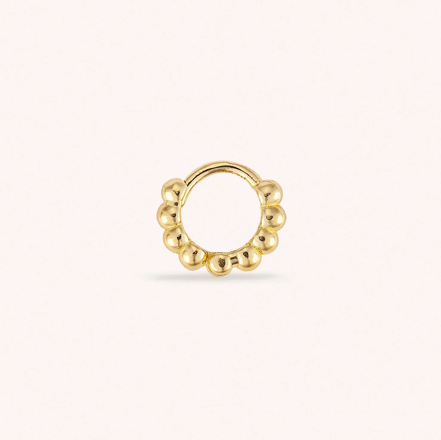 14K Solid Gold Bubble Tiny Hoop Earring