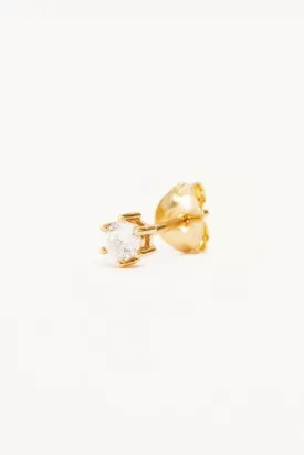 14k Solid Gold Crystal Stud Earring