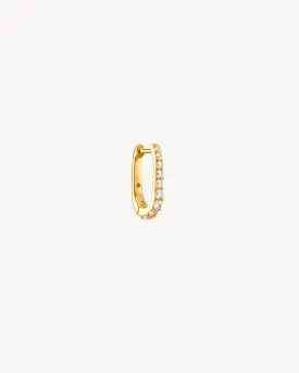 14k Solid Gold Halo Lab-Grown Diamond Hoop