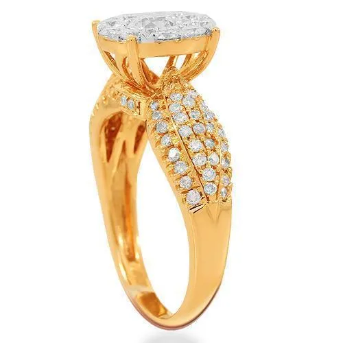 14K Solid Rose Gold Womens Diamond Cocktail Ring 1.49 Ctw