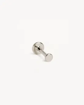 14k Solid White Gold Lunar Cartilage Flatback Earring