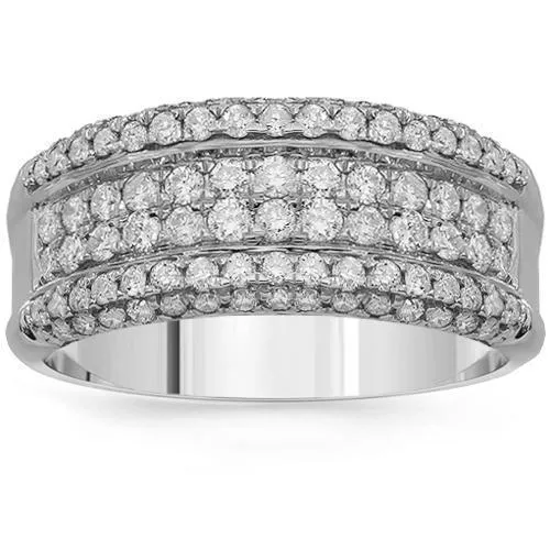 14K Solid White Gold Womens Diamond Ring 0.98 Ctw