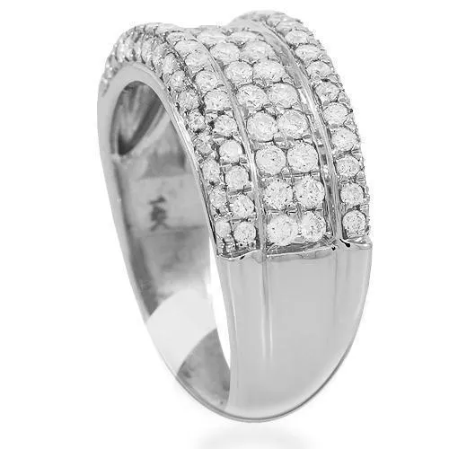 14K Solid White Gold Womens Diamond Ring 0.98 Ctw