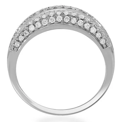 14K Solid White Gold Womens Diamond Ring 0.98 Ctw