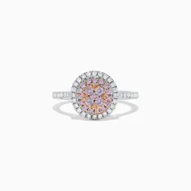 14K Two Tone Gold Pink and White Diamond Ring, 0.57 TCW