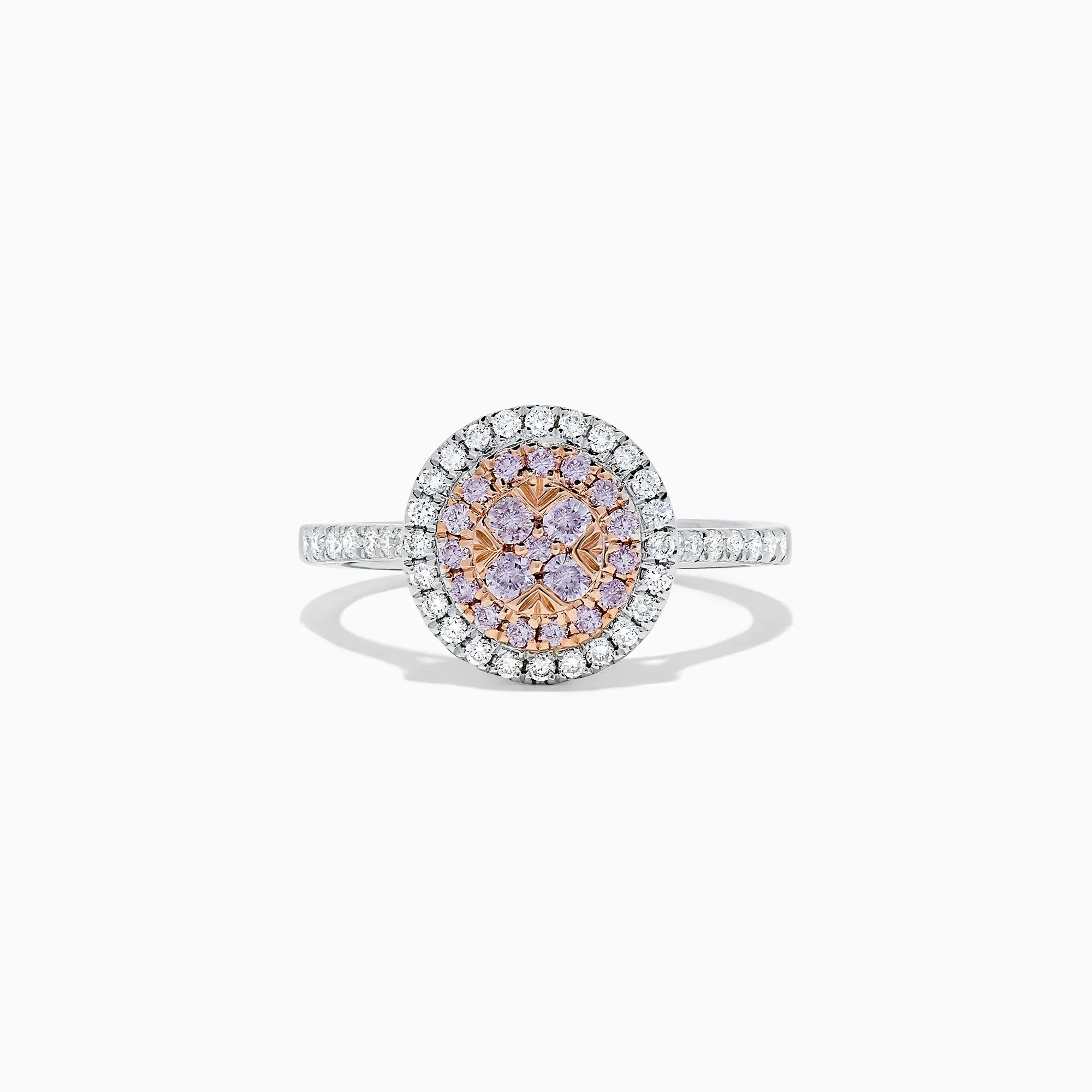 14K Two Tone Gold Pink and White Diamond Ring, 0.57 TCW