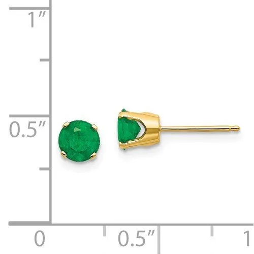 14KT GOLD 1.00 CTW ROUND EMERALD EARRINGS