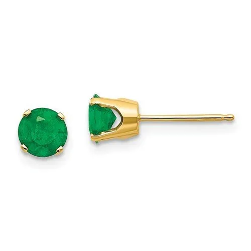 14KT GOLD 1.00 CTW ROUND EMERALD EARRINGS