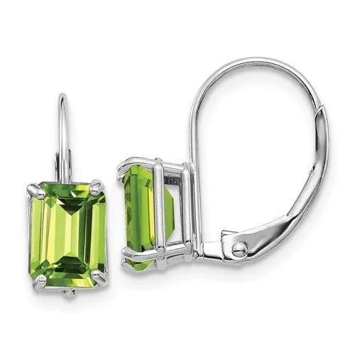 14KT GOLD 2.00 CTW EMERALD PERIDOT LEVERBACK EARRINGS