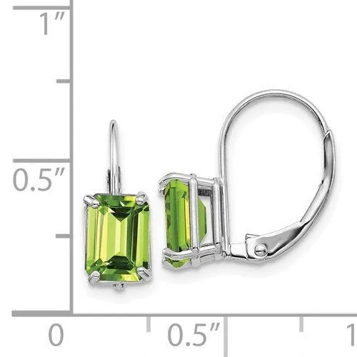 14KT GOLD 2.00 CTW EMERALD PERIDOT LEVERBACK EARRINGS