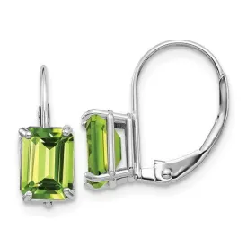 14KT GOLD 2.00 CTW EMERALD PERIDOT LEVERBACK EARRINGS