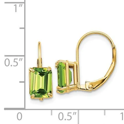 14KT GOLD 2.00 CTW EMERALD PERIDOT LEVERBACK EARRINGS