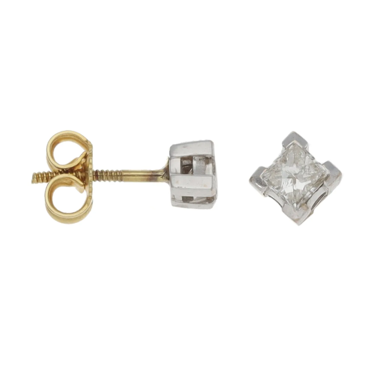 18ct Bicolour Gold 0.60ct Diamond Solitaire Earrings