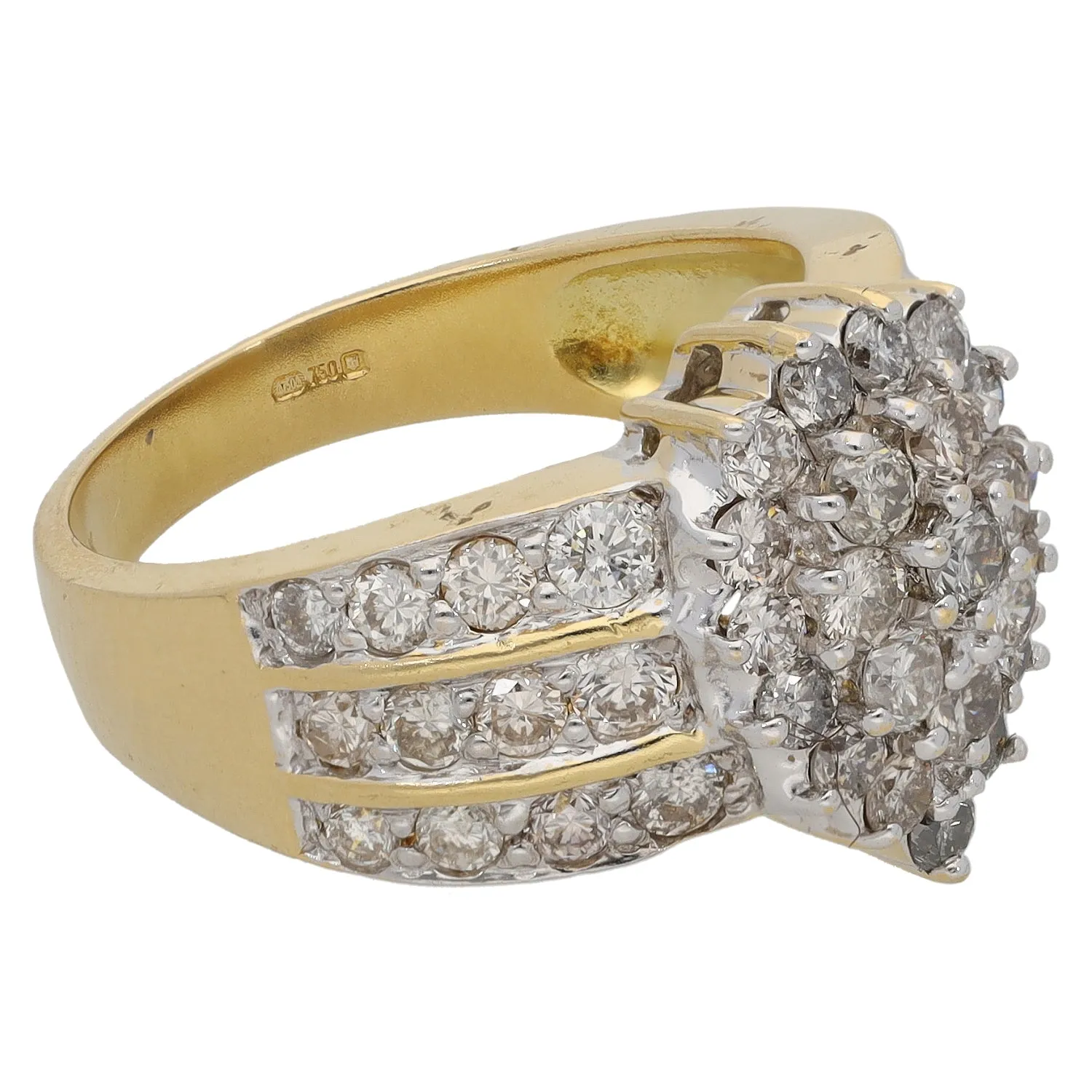 18ct Gold 1.72ct Diamond Cluster Ring Size O