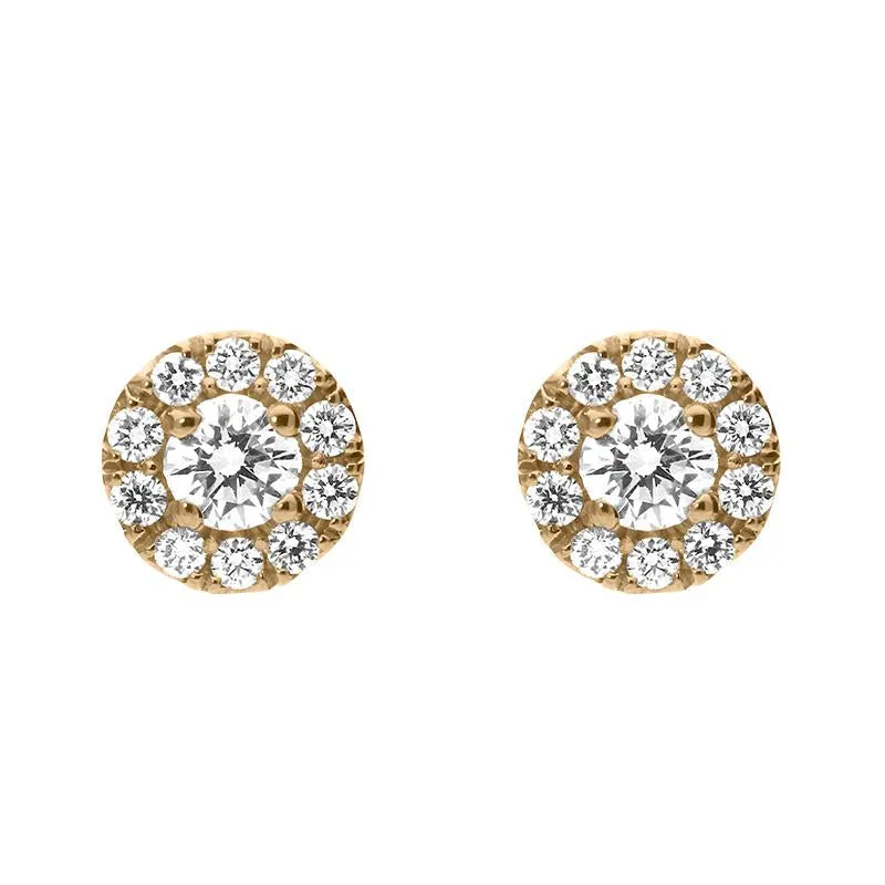 18ct Rose Gold 0.54ct Diamond Round Cluster Stud Earrings