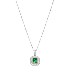 18ct White & Yellow Gold 1.84ct Emerald & Diamond Pendant