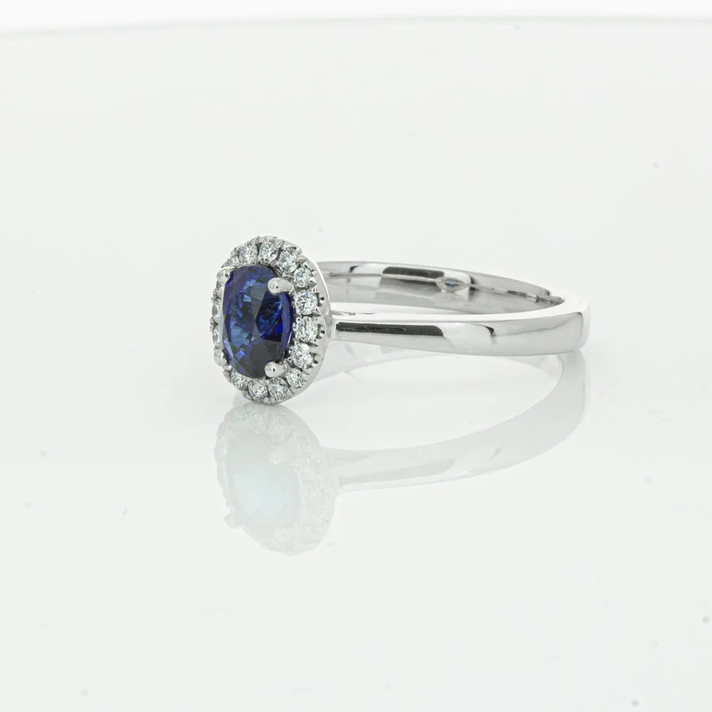 18ct White Gold 1.00ct Sapphire & Diamond Eclipse Ring