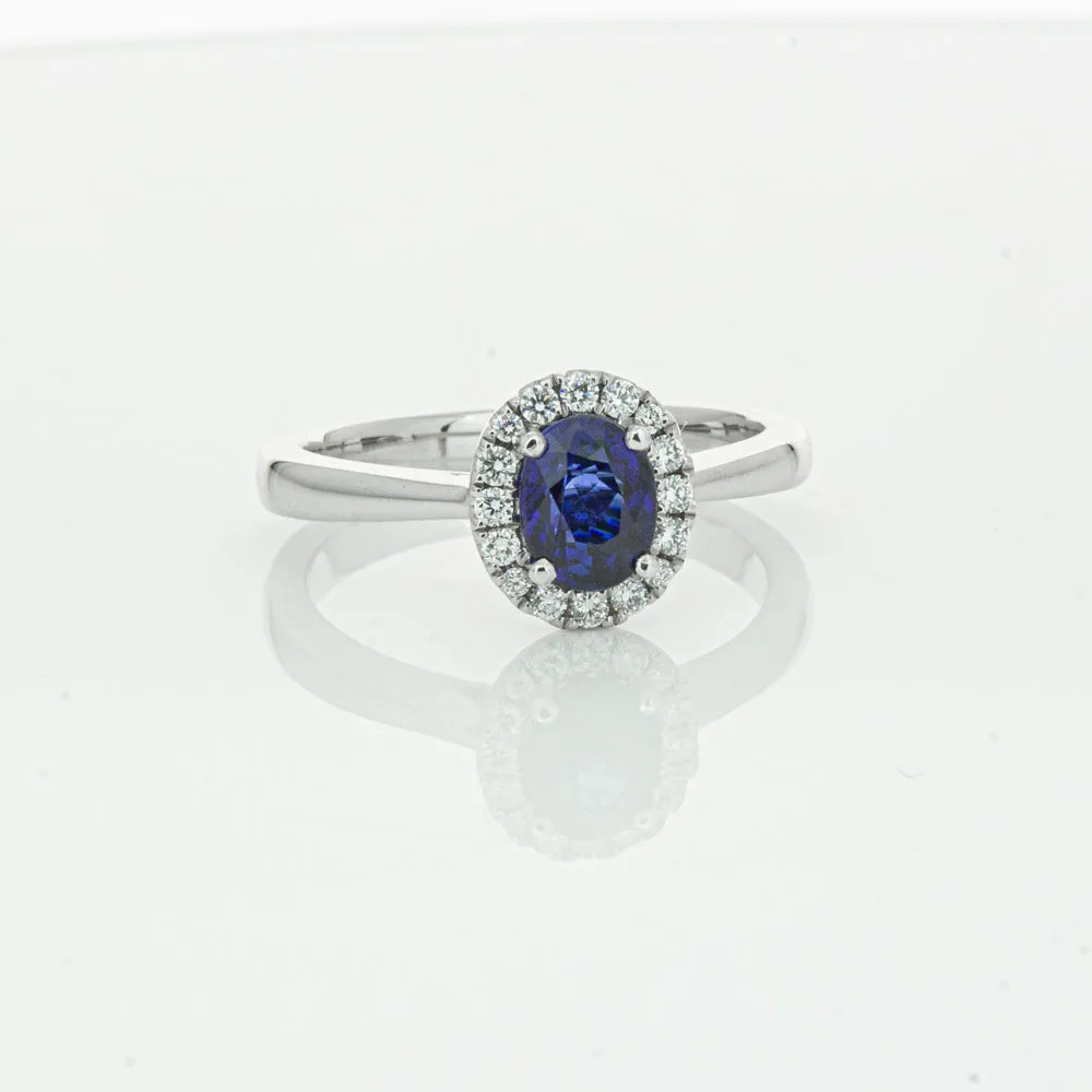 18ct White Gold 1.00ct Sapphire & Diamond Eclipse Ring