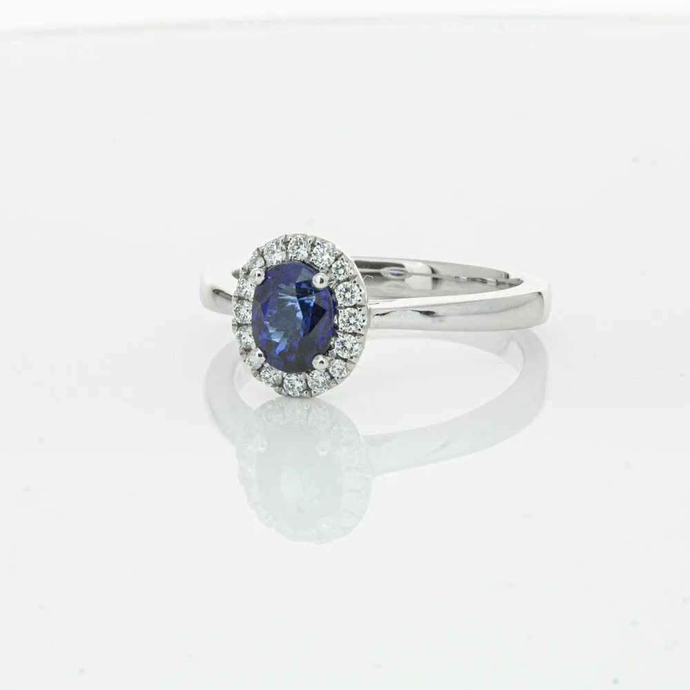 18ct White Gold 1.00ct Sapphire & Diamond Eclipse Ring