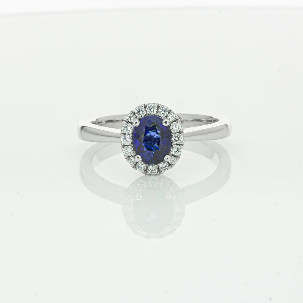 18ct White Gold 1.00ct Sapphire & Diamond Eclipse Ring