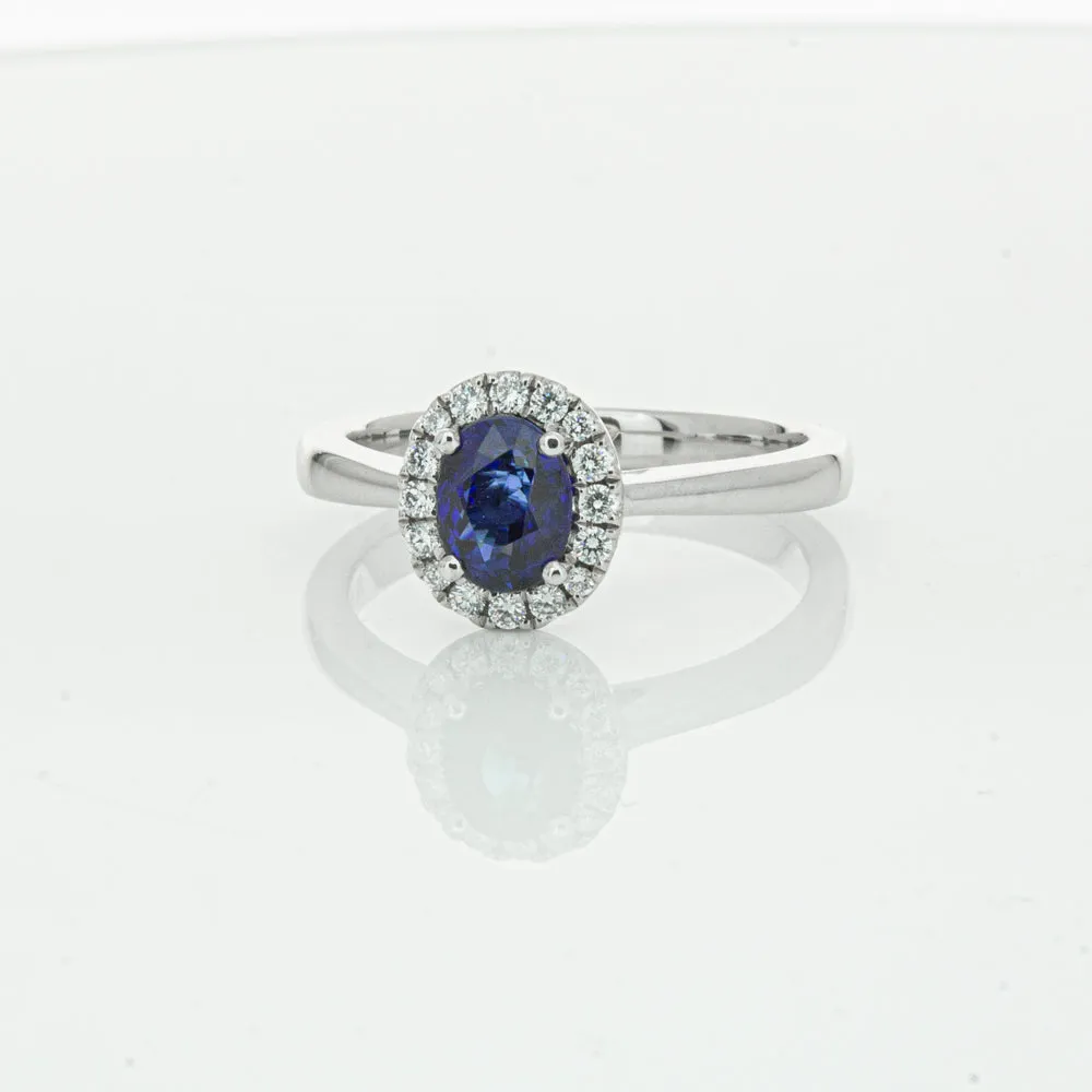 18ct White Gold 1.00ct Sapphire & Diamond Eclipse Ring