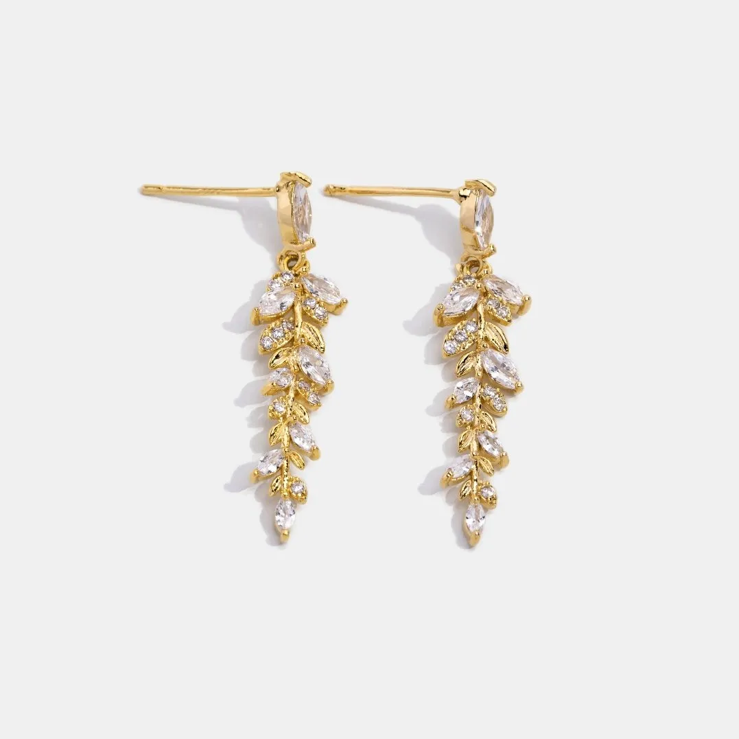 18K Gold Leaf Drop Earrings