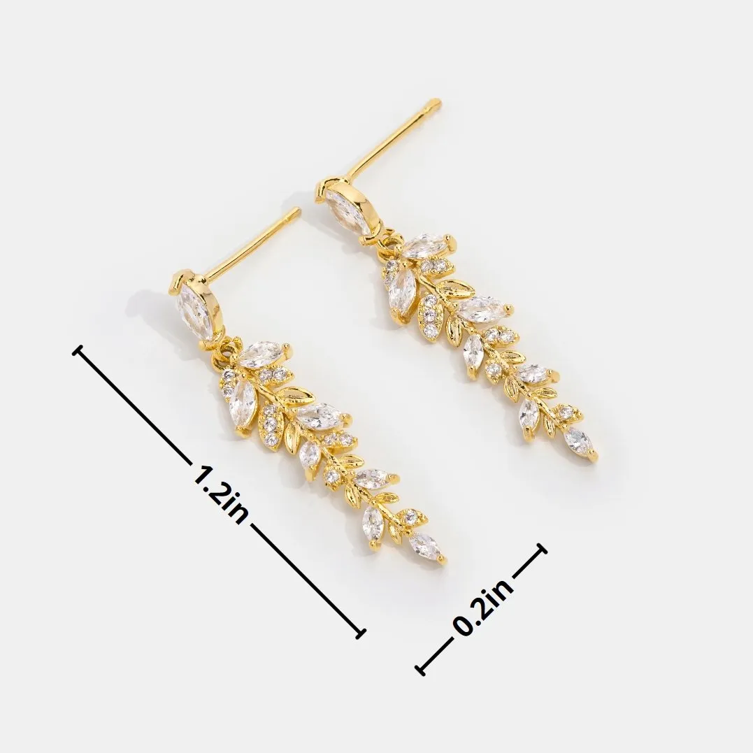 18K Gold Leaf Drop Earrings