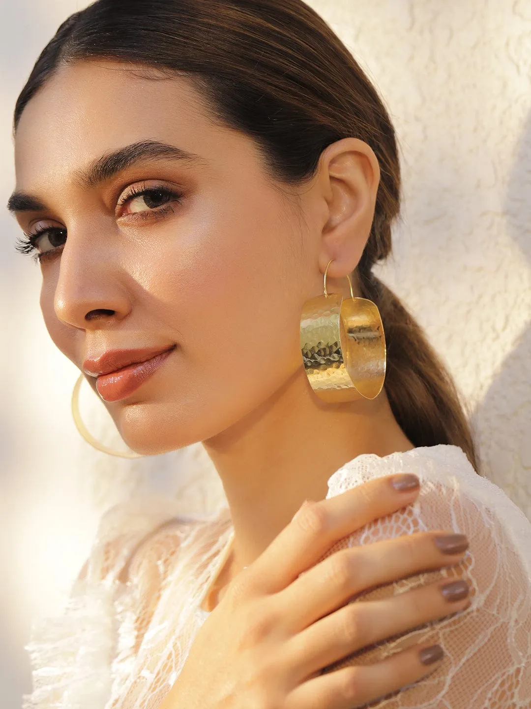 18KT Gold Plated Brass Intricate Hoop Earrings