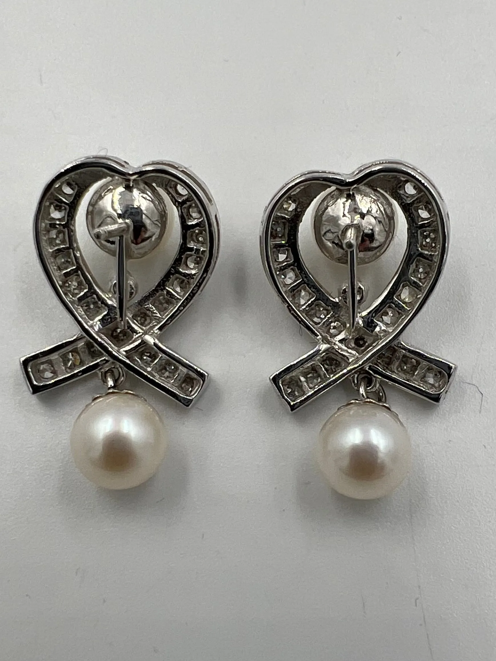 1950s Diamond Pearl Drop Earrings