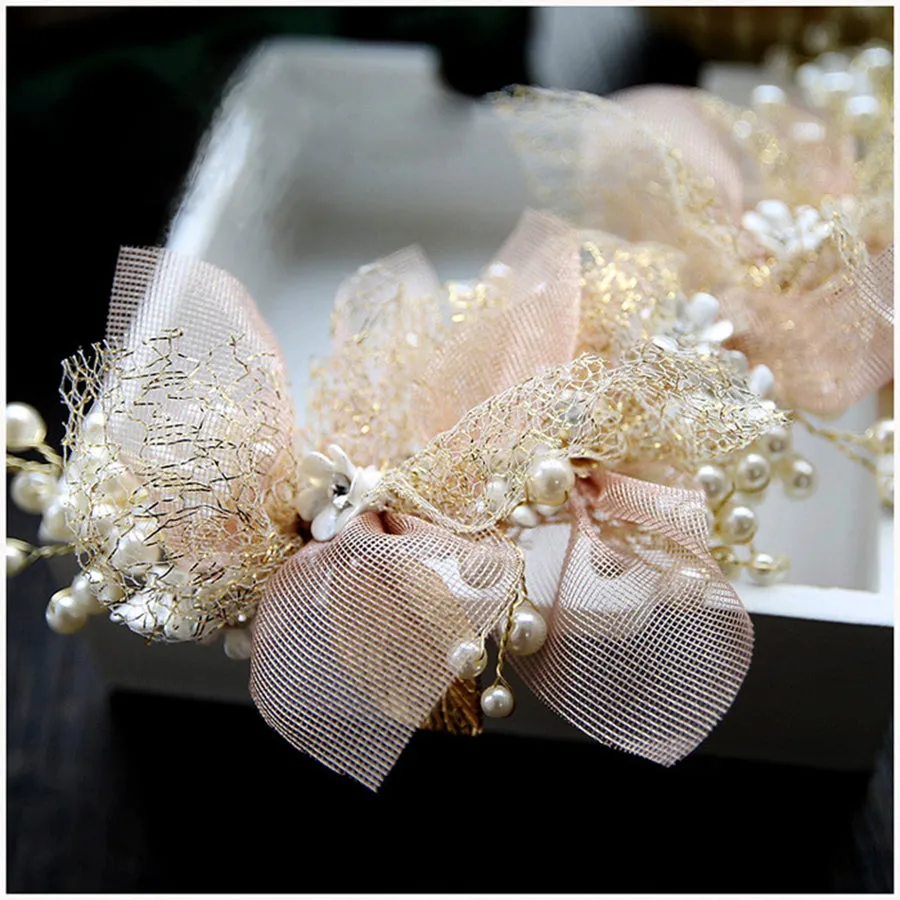 1Pc New Design Elegant Fashion Bridal Wedding Rhinestone Imitate Pearl Beads Headband Hair Jewelry P