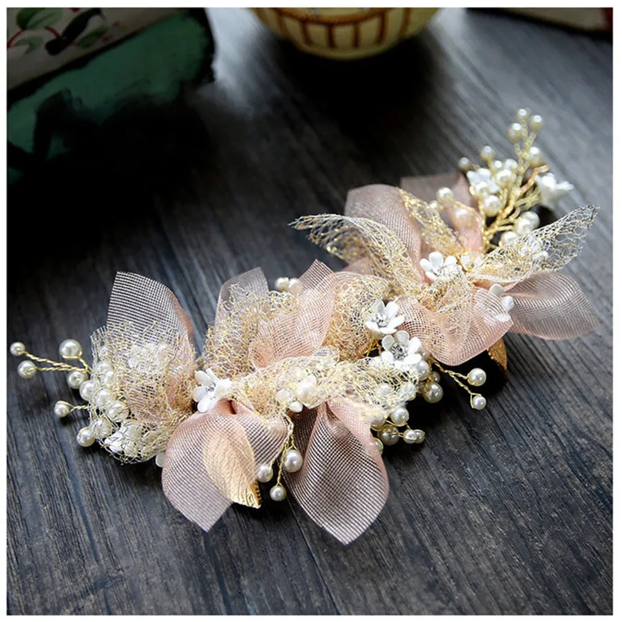 1Pc New Design Elegant Fashion Bridal Wedding Rhinestone Imitate Pearl Beads Headband Hair Jewelry P