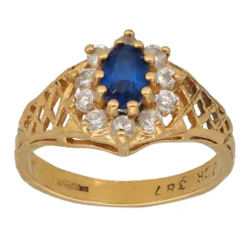 22ct Gold Imitation Gems Cluster Ring Size L