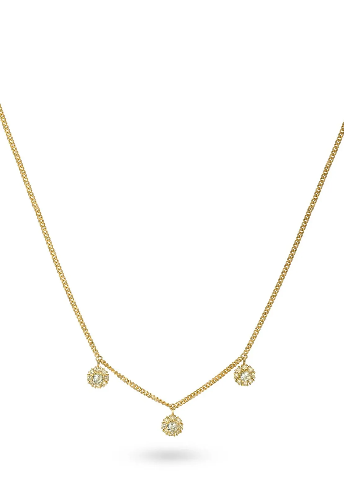 24Kae CZ Flower Necklace, Gold