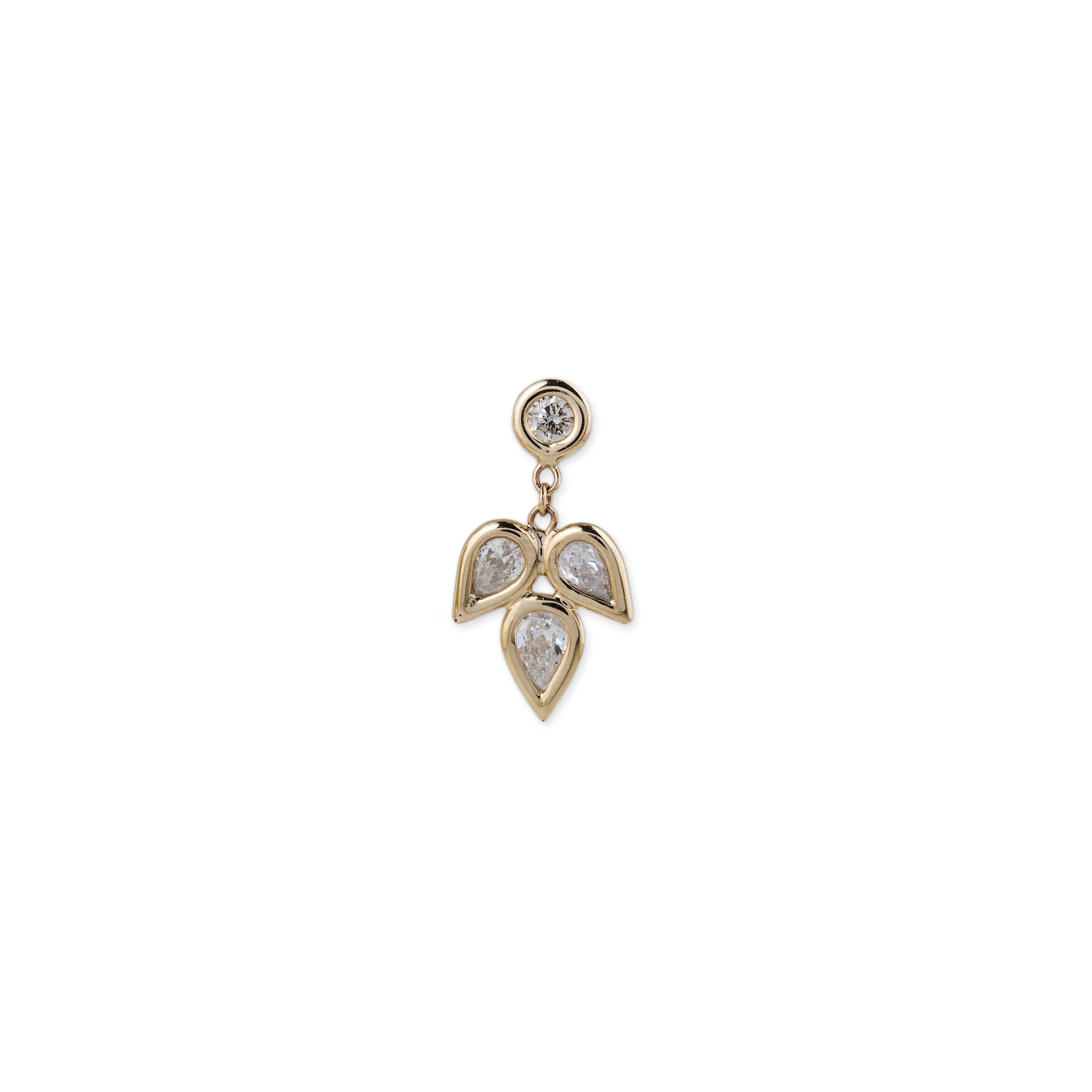 3 TEARDROP PETAL DROP STUD EARRING