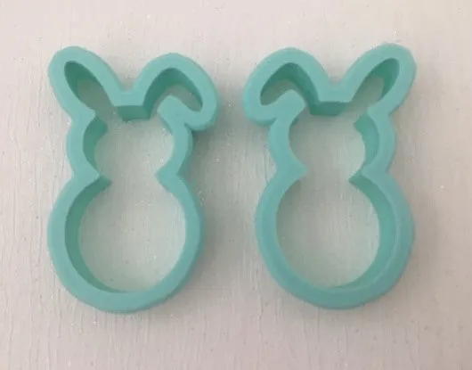 3D Printed Polymer Clay Cutter - Rabbit Rounded Bottom Mirrored 2PC